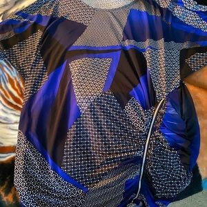 Grey black and blue shirt